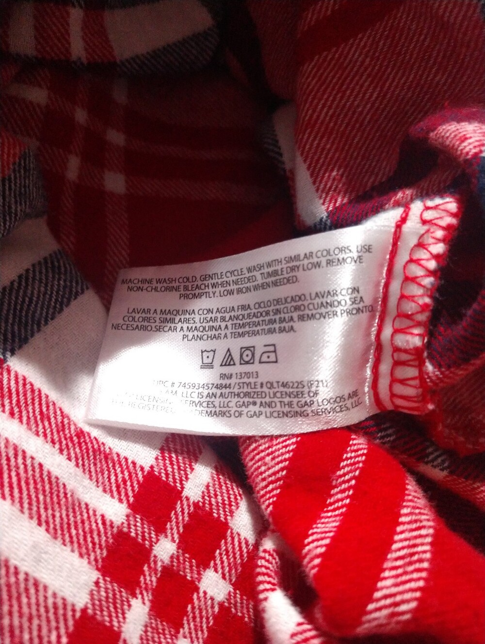 Women's Flannel Shirt GAP Red White Blue Plaid Size Large Chest 42" - Picture 7 of 10